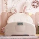 preview thumbnail 1 of 14, Kids Twin Bed Frame with Upholstered Headboard, Rabbit-Shape Princess Bed Platform Bed, 12 Wooden Slats Support White - Twin