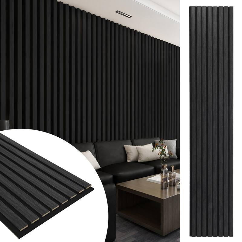 4 Panels 93"x12" MDF Slat 3D Wall Paneling Cover 31 Sq.Ft. - N/A
