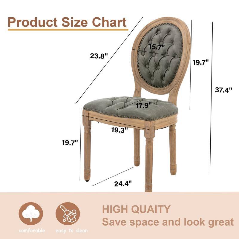 French Style Solid Wood Dining Chair with Nailhead Set of 4