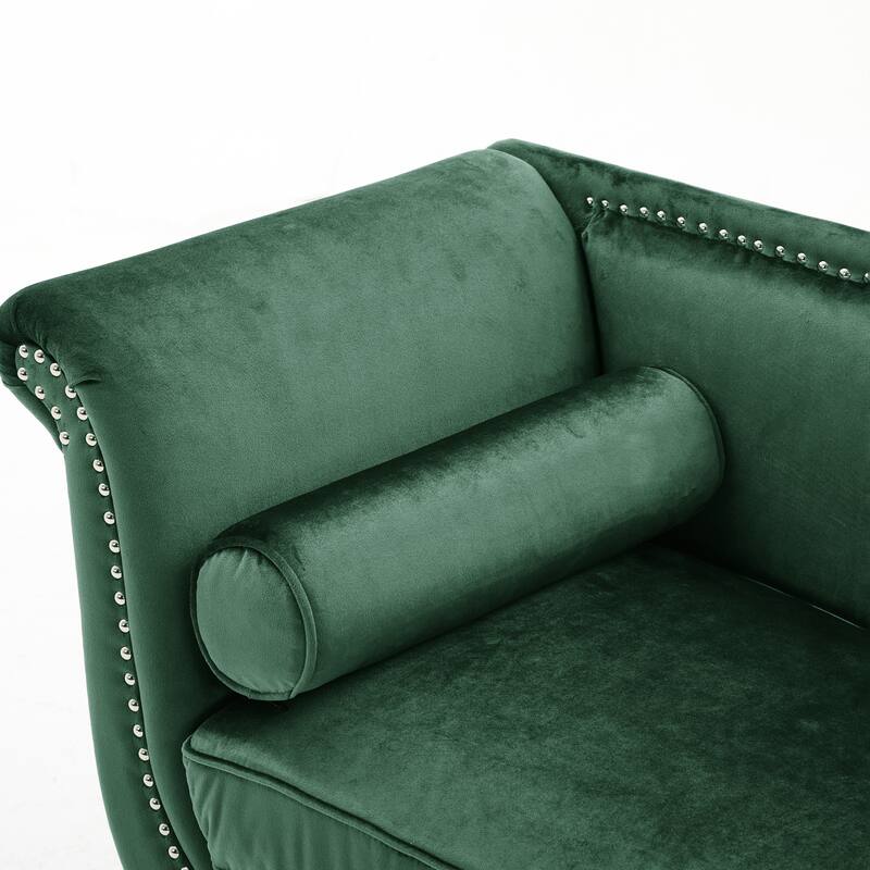 Christopher Knight Home - Velvet Bench with Nailhead Trim & Curved Arms