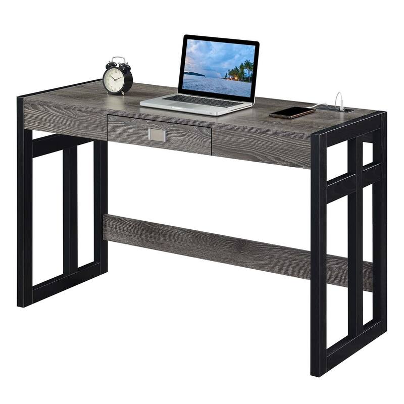 47 Inch Desk with Charging Station - Modern Computer Study Writing Table, Home Office Furniture