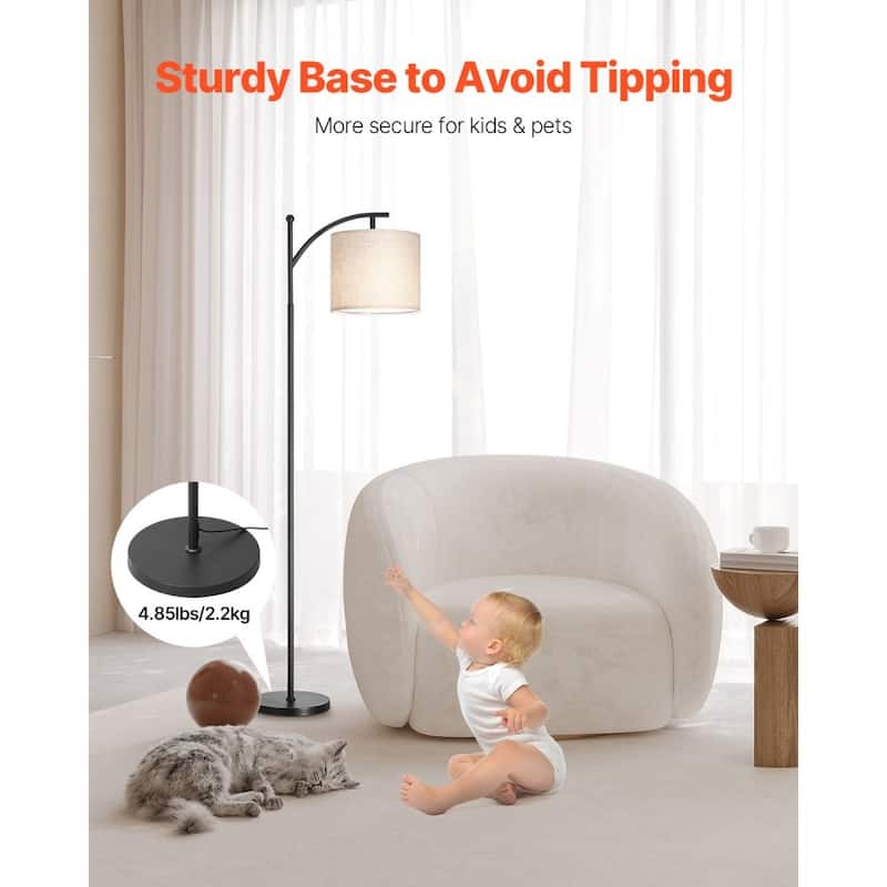 Adjustable LED Floor Lamp with Remote and Foot Switch Rotating Head for Living Room or Bedroom - 61.02"H
