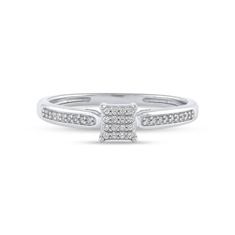 1/10ct TDW Diamond Cluster Engagement Ring in 10K White Gold for Women