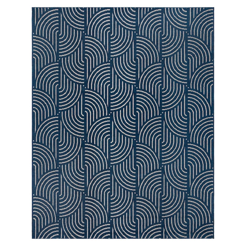 Gertmenian Ringley Luxury Thick Polypropylene Flatwoven Indoor/Outdoor Area Rug Collection - 8'8"x13'1" - Michele Navy