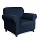 preview thumbnail 2 of 16, Enova Home Ivory Ultra Soft Rhombus Jacquard Polyester Spandex Fabric Box Cushion Armchair Slipcover - N/A