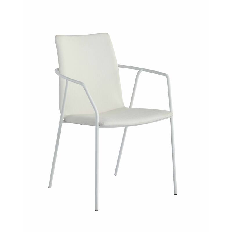 Somette Contemporary White Upholstered Arm Chair, Set of 2