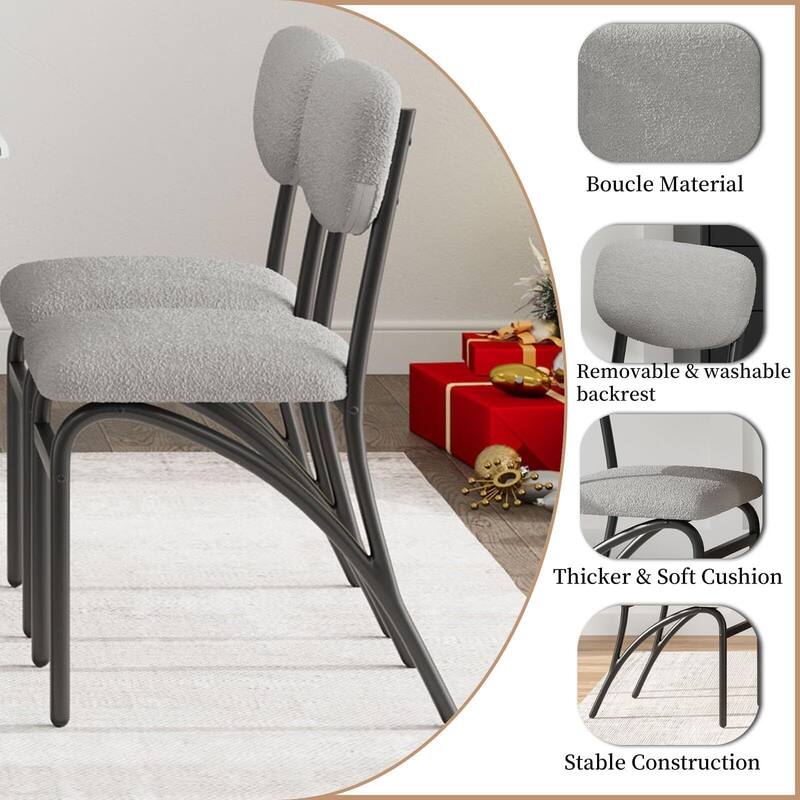 Modern Upholstered Kitchen Dining Room Chairs Set of 2,with Arched Metal Legs