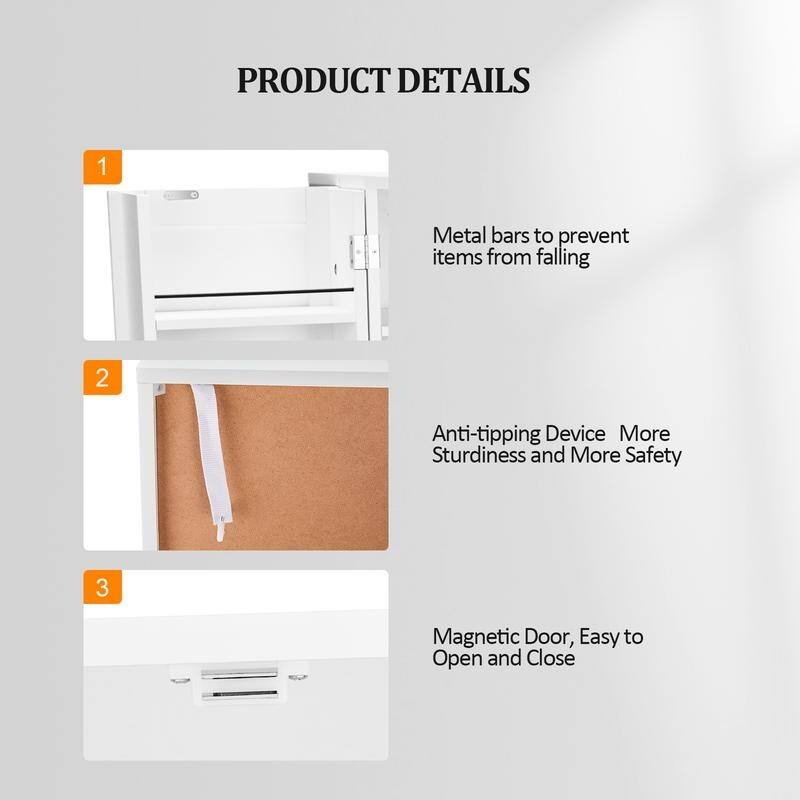 White Kitchen Storage Cabinet Pantry Cabinet with 2 Doors and Adjustable Shelves