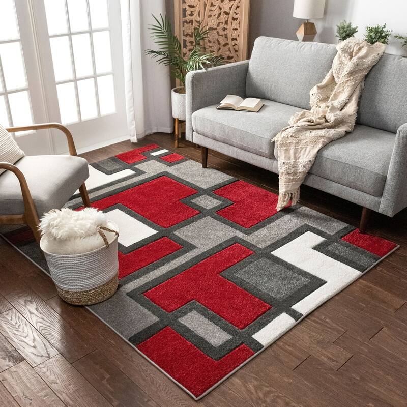 Well Woven Modern Geometric Color Block Area Rug