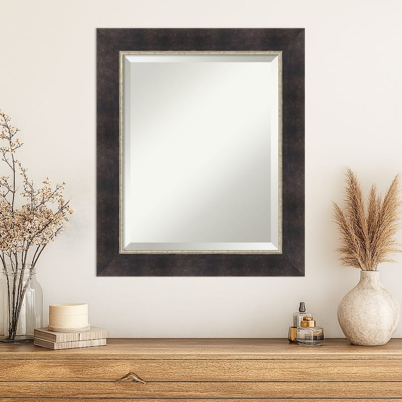 Odin Antique Bronze Beveled Wood Framed Wall Mirror - Odin Antique Bronze