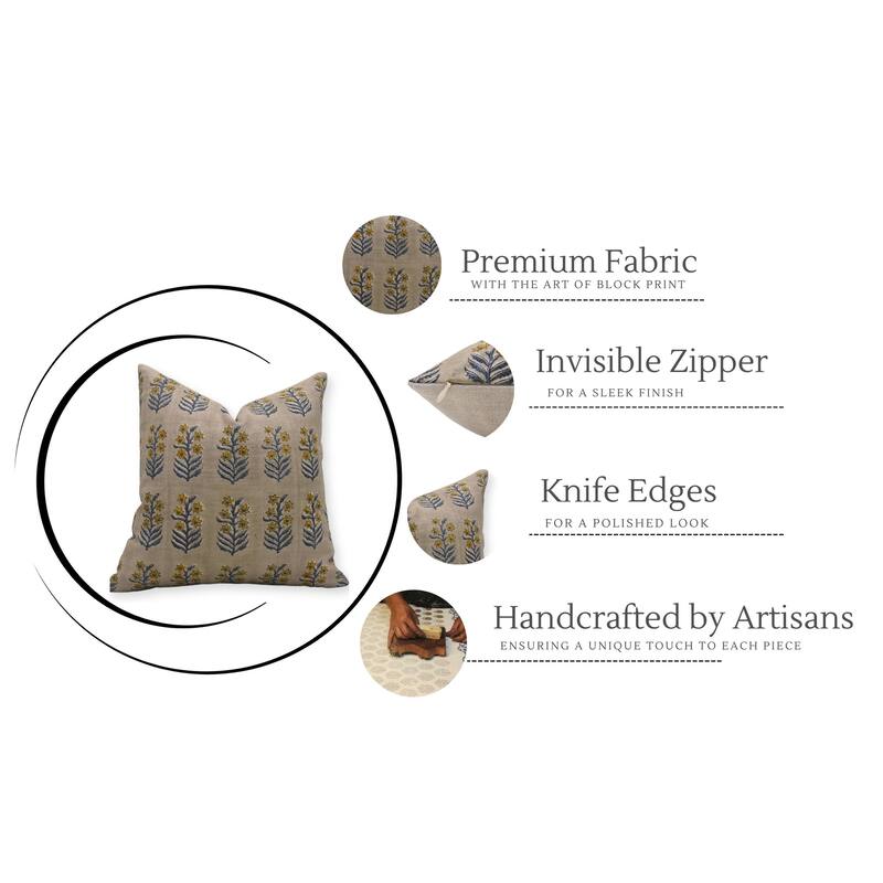 Fabdivine Linen Square Block print pillow Cover