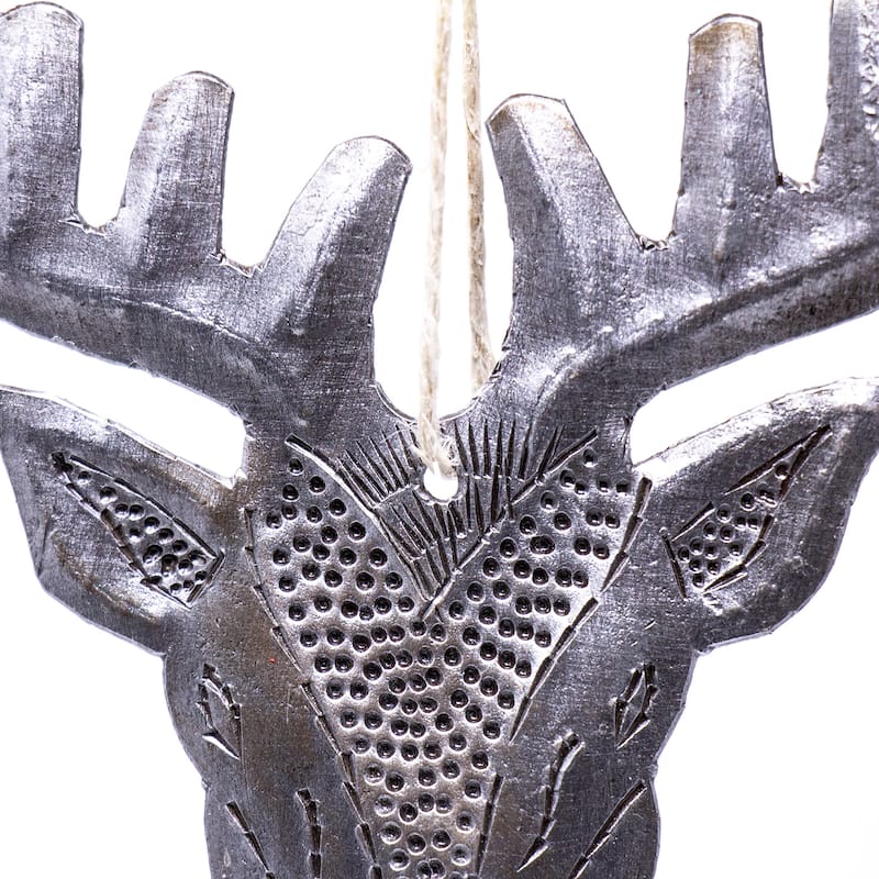 Buck Haitian Metal Drum Ornament Set of 2 - N/A