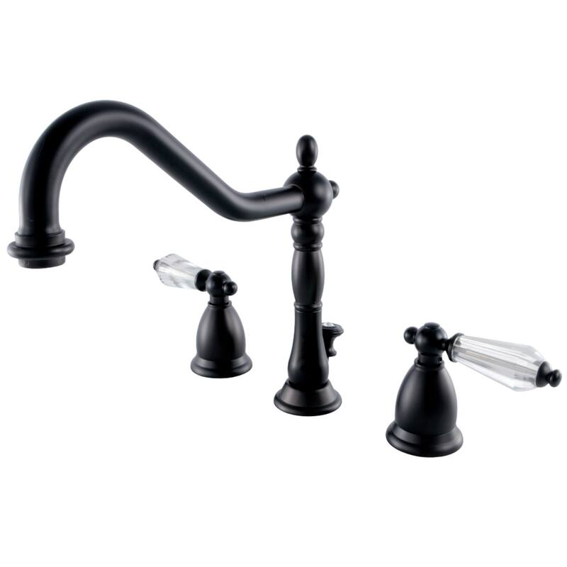 Wilshire Deck Mount Widespread Bathroom Faucet with Brass Pop-Up