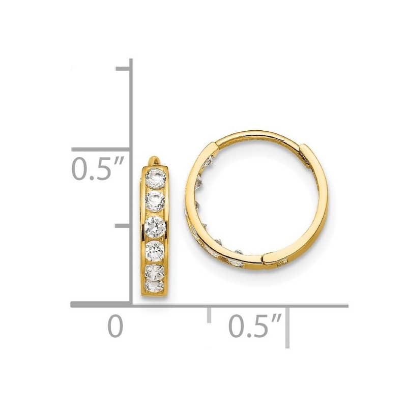 Curata 14k Yellow Gold Madi K Cubic Zirconia for boys or girls Hinged Hoop Earrings
