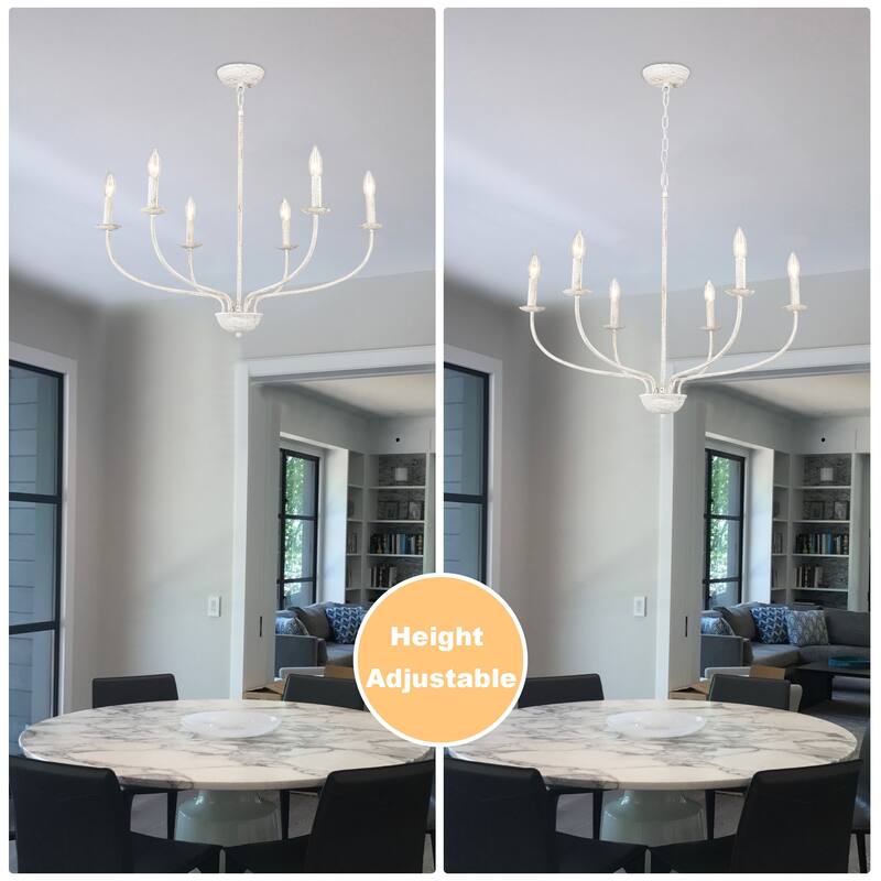 6-Light Vintage Candle Chandelier Light for Dining Room Bedroom Kitchen