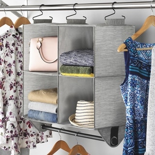 Whitmor 4 Section Fabric Closet Organizer Shelving with Built In Chrome Garment Rod Bed Bath Beyond 40164919