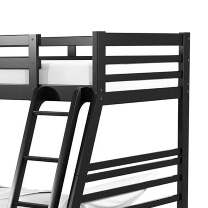 Zegy Twin over Full Bunk Bed with 2 Drawers and Attached Ladder, Black