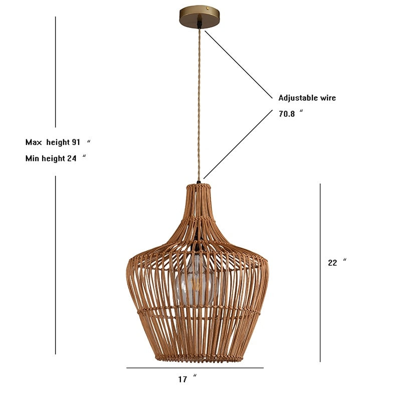 Ailsa Handmade Bohemian Rattan Pendant Lamp - 19.7