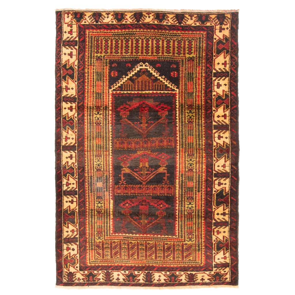 ECARPETGALLERY Hand-knotted Teimani Dark Grey Wool Rug - 2'11 x 4'4