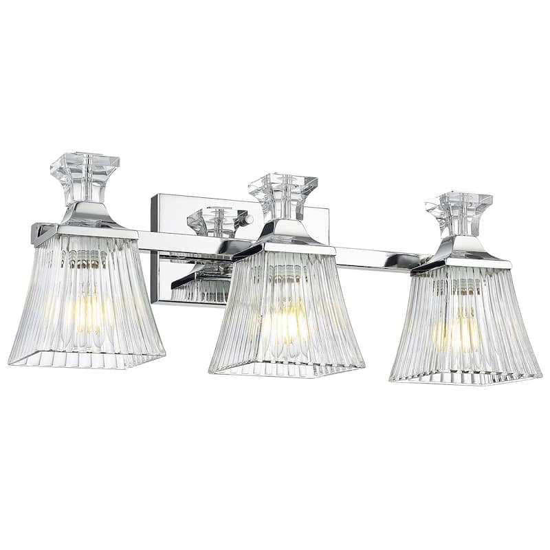 21" 3-Light Bathroom Vanity Light With Ripple Glass - Chrome
