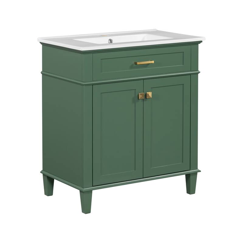 30-inch Bathroom Vanity With Ceramic Basin, Soft Close Door And Adjustable Shelves