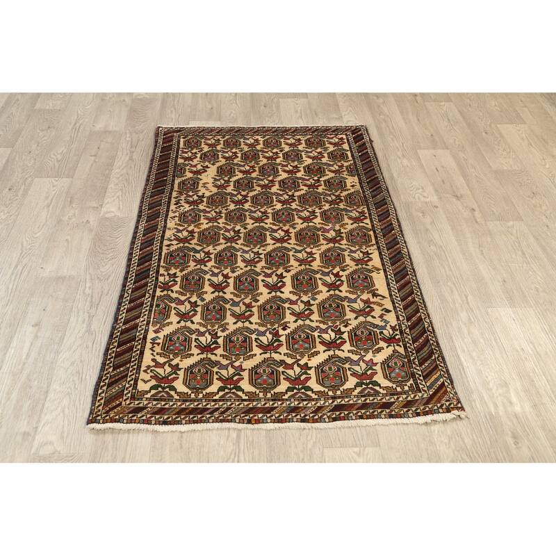 Geometric Traditional Sirjan Persian Area Rug Hand-knotted Wool Carpet - 3'2" x 5'5"