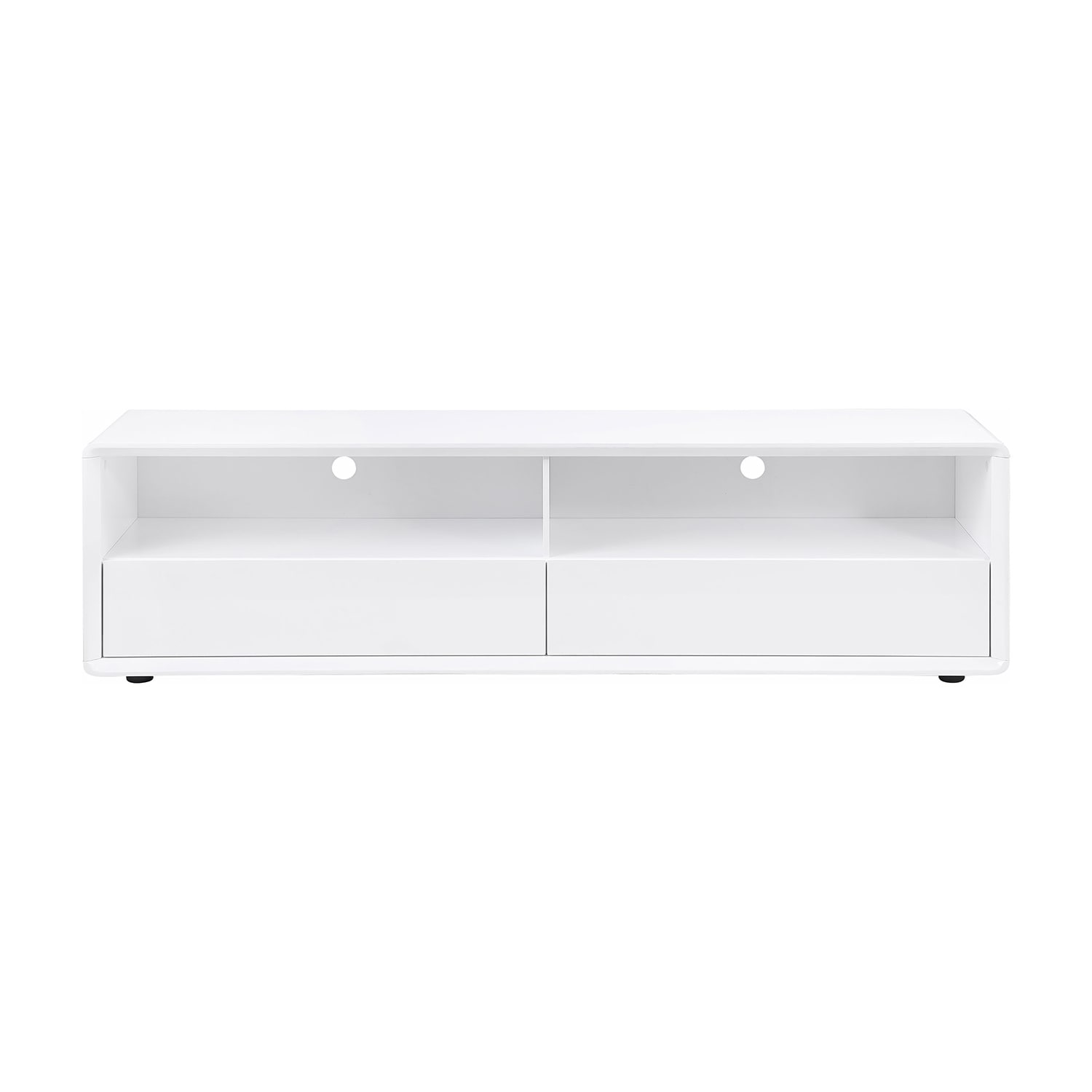 2 Drawers and 2 Shelves Wooden TV Stand in White