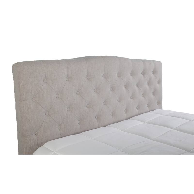 Queen Upholstered Bed Set with Two Nightstands in Stone Color