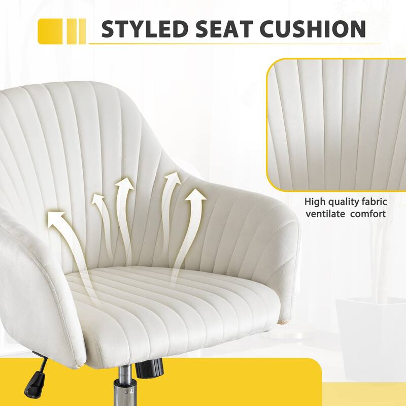 Modern Velvet Accent Chair with Adjustable Height and Rolling Casters