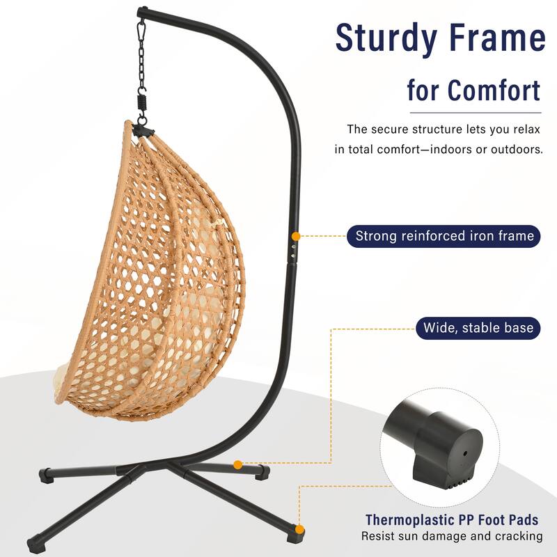 Elegant Outdoor Egg-Shaped Hanging Chair with Stand