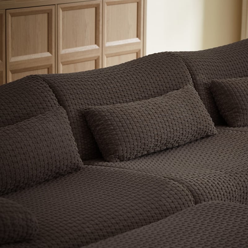 141.7" U-Shaped Corduroy Sectional Sofa with 2 Ottomans, No Assembly Required