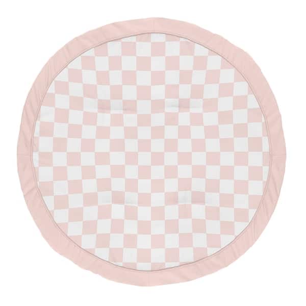 slide 2 of 5, Sweet Jojo Designs Pink Gingham Checkered Plaid Girl Baby Tummy Time Playmat - Vintage Classic Checkerboard Geometric Minimalist
