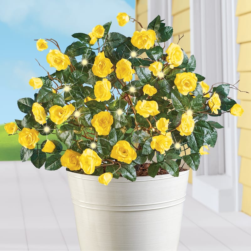 Solar Powered Rose Bush Garden Stakes - Set of 2 - 10 x 22 x 10