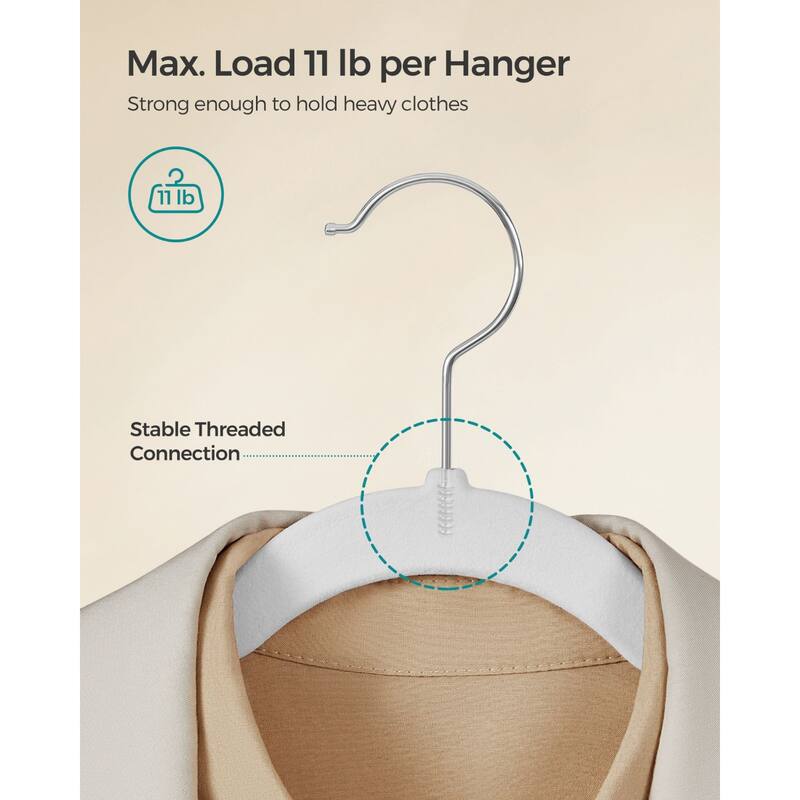 Space-Saving Velvet Anti-Slip Coat Hangers with Shoulder Notches and Swivel Hook