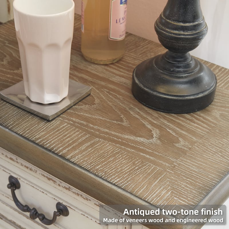 Signature Design by Ashley Nettle Bank 1-drawer Chipped White and Brown Wood Nightstand