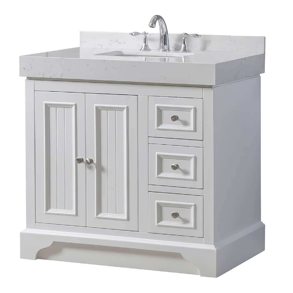 Kingswood Exclusive 36 in. Vanity in White with White Culture Marble Top