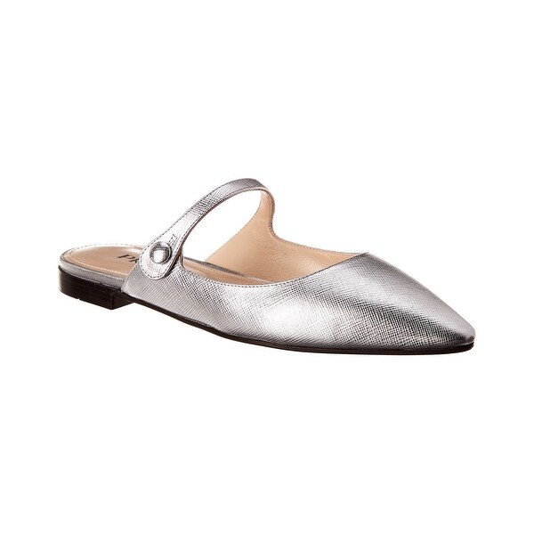 prada metallic leather mules