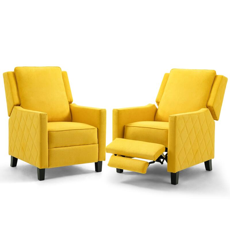 AVAWING Set of 2 Push Back Recliner Chair Linen Wing Back Chair
