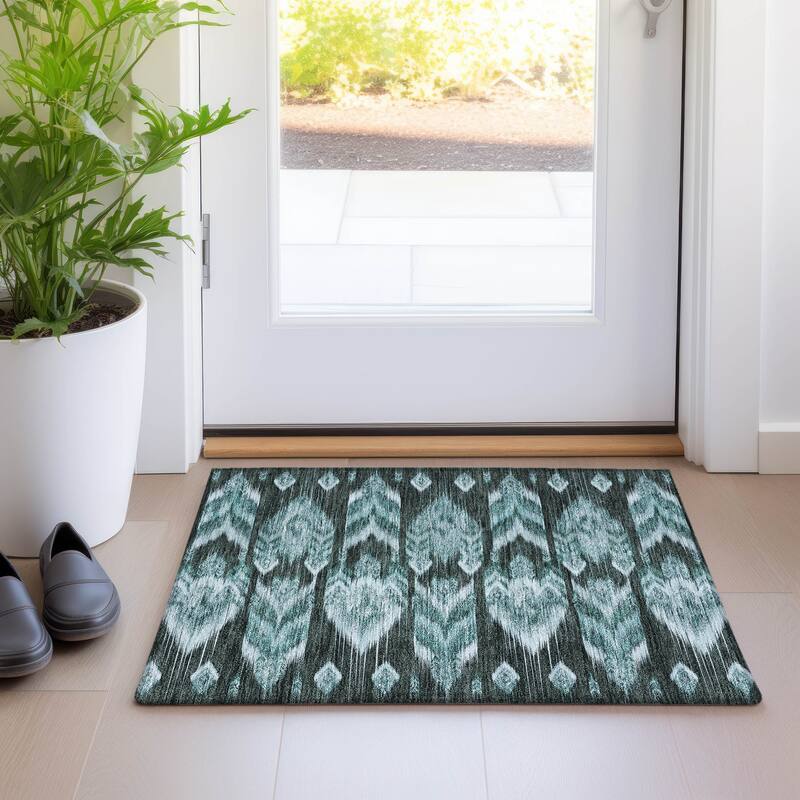 Machine Washable Indoor/ Outdoor Chantille Abstract Boho Rug