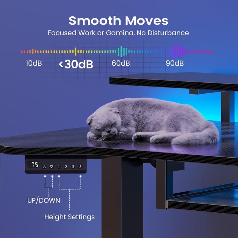 55" Standing Gaming Desk Long Computer Desk Power Strip Keyboard Tray