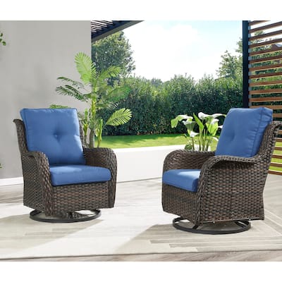 Pocassy Outdoor Wicker Glider Swivel Club Chairs (Set of 2)