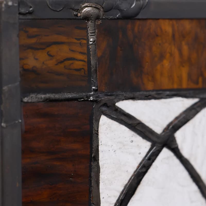 River of Goods Fleur De Lis Stained Glass Pub Window Panel - 30"L x 0.25"W x 14"H