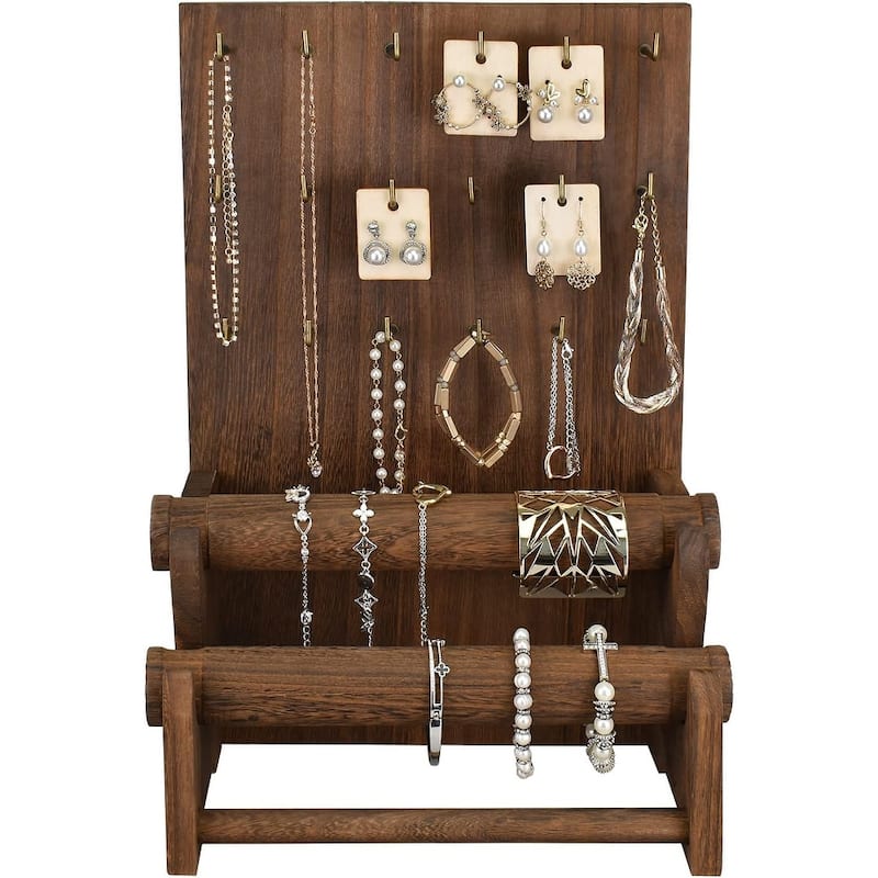 Wood Board Jewelry Earring Display Stand - S