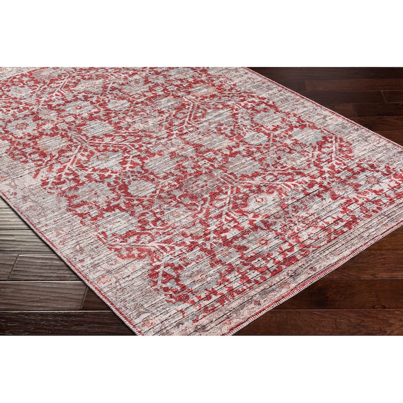 Livabliss Nolita Floral Border Machine Washable Area Rug