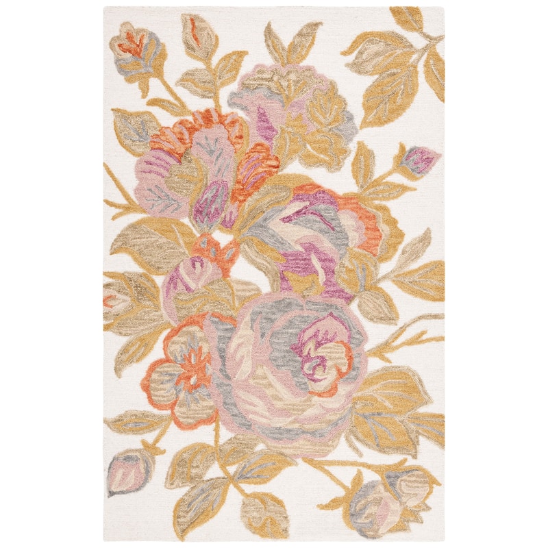 SAFAVIEH Handmade Blossom Brechta Contemporary Wool Rug - 3' x 5' - Ivory/Green