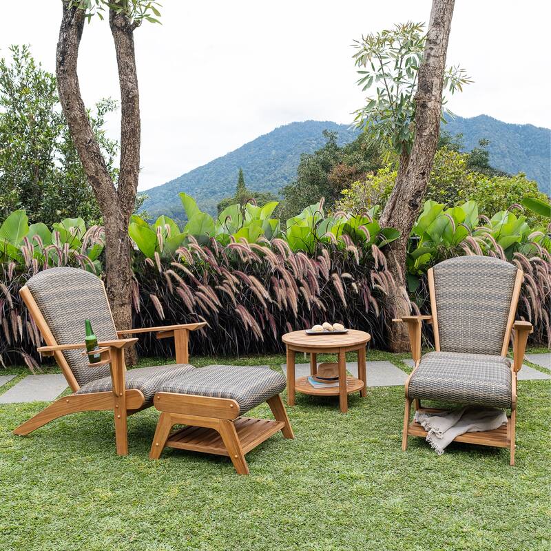 Cambridge Casual Camden Set of 5 Teak Outdoor Conversation Sets with Padded Woven Seats