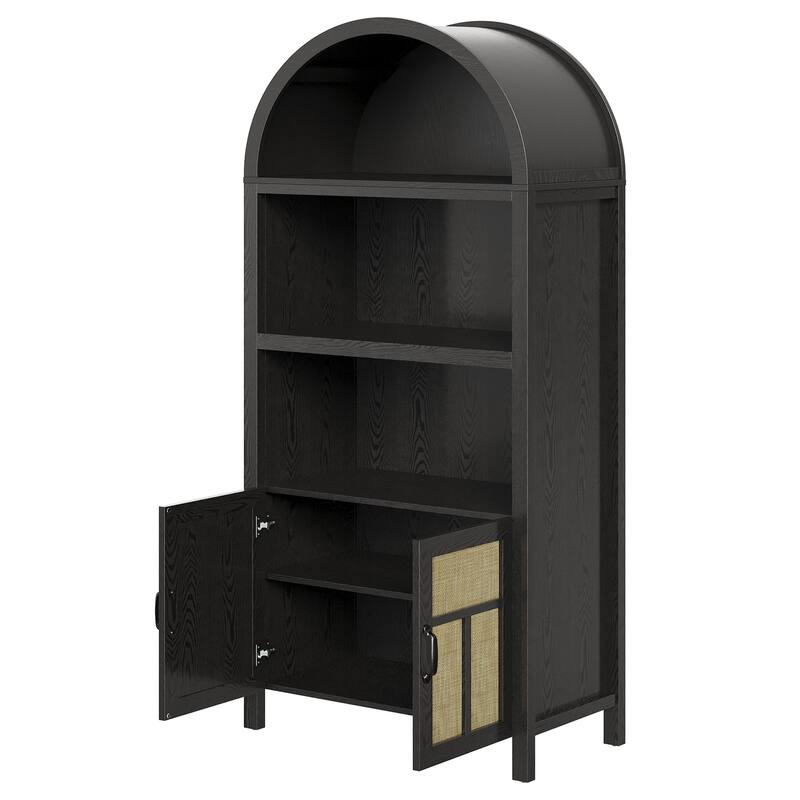 Arched storage cabinet with Rattan Doors