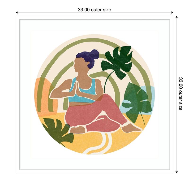 Om Together Marichi by June Erica Vess Wood Framed Wall Art Print - 33 x 33 in - White