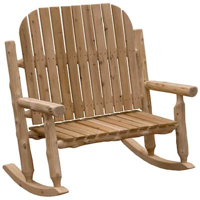 Rustic and Natural Cedar Two-Person Adirondack Rocking Chair - 48" W x 36" D x 48" H