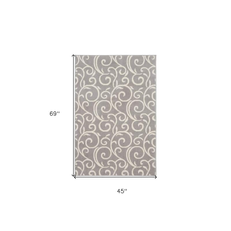 Luxo Power Loomed Floral Modern Area Rug By HomeRoots - 69' X '45' X '0.5